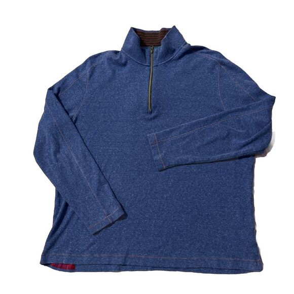 Robert Graham Men's Pullover Size XL 1/4 Zip Long Sleeve Sweater Blue - READ - Picture 1 of 7
